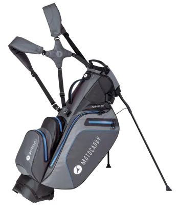Waterdichte golftas blauw met standaard van Motocaddy Waterdichte golftas blauw met standaard van Motocaddy